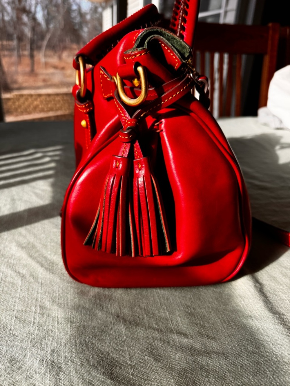 Dooney & Bourke Bright Red Florentine Satchel Large - Picture 5 of 9